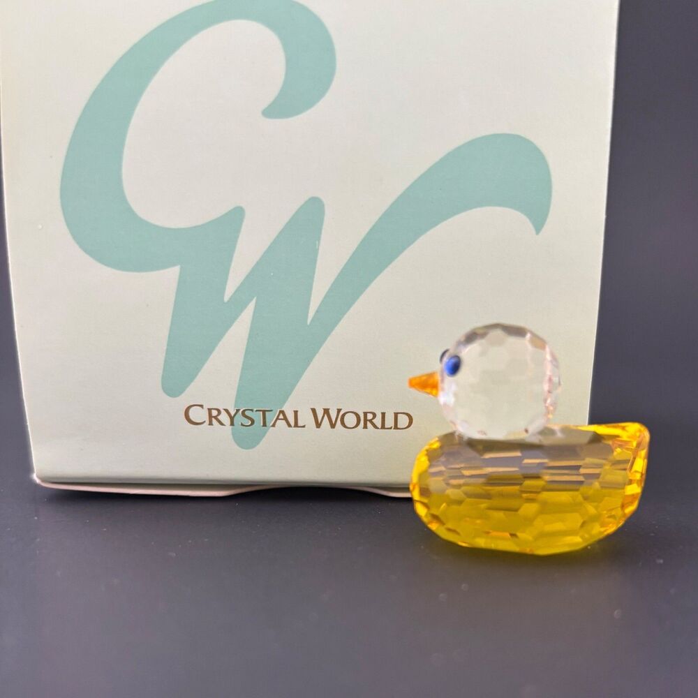 Crystal World Vintage Yellow Duck Figurine 1115 Retired Collectable Original Box